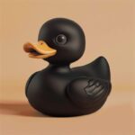 cute black rubber duck, matte, illustration, 3D rendering, Studio lighting, 3D i...