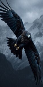 View from sky, Photograph landscape condor flying over snow mountains of dark ag...