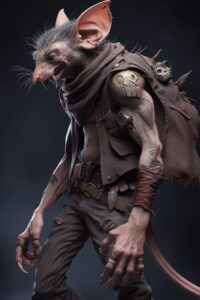 Full body 3d - artwork of the Rat - Man, dramatic light, glossy skin --niji 5 --...