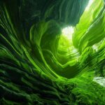 Bright lime green cave with electrifying, vibrant undulations. 32k, full ultra H...