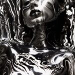 Creative hyper realistic photo of acid yin Yang glitch ripples monochrome beauty...