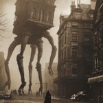 a building comes to life and starts to grow huge legs and stand up in a Victoria...