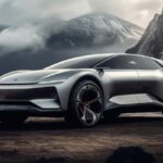 A silver electric futuristic kia future electric concept huge size sport SUV lik...