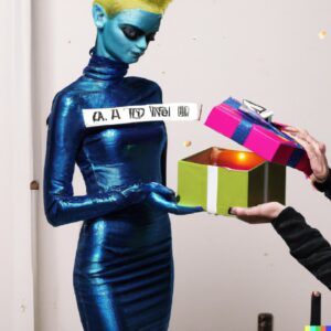 FashionExclusive gift for wonderful alien | Full length photo of a beautiful gir...