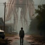 Hallucination in sthe style of Stranger Things Mind Flayer huge monster, 1999 ::...