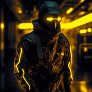 Tron SWAT - ninja, cyberpunk setting, hi key photography, black and yellow --v 5...