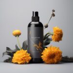 product template for natural beard products that contain calendula flower, roseh...