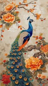 China-Chic cross stitch, Chinese traditional patterns, beautiful colorful peacoc...