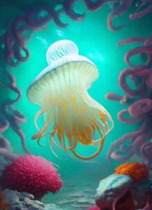 Underwater sculptures. Stable Diffusion (Lexica).Subsurface scattering, white, j...
