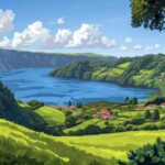 Peaceful Azores Springs cartoon --ar 16:9 --v 6.0by atmosphereslight Prompt coll...