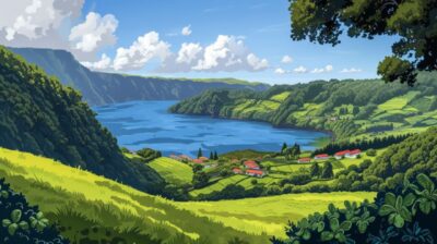 Peaceful Azores Springs cartoon --ar 16:9 --v 6.0by atmosphereslight Prompt coll...