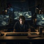 prompt a person on a desk with...