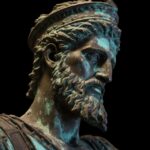Ancient bronze, covered with traces of time, high - speed photography, ancient G...