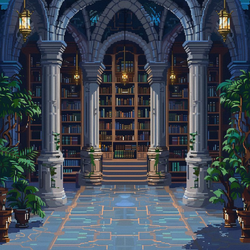fantasy academia, entry hall, pixel art --v 6-perfume shop shelf, fantasy, pixel...