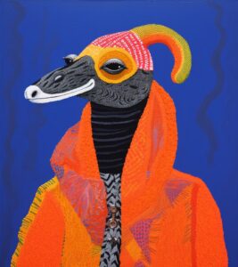 Minni kosanaki's illustrat reimagined with woollen snake sweaters, in the style ...
