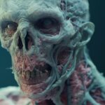 super-resolution electron microscope effect, microscope-like shot of a giant zom...