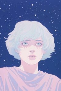 cel-shaded animation, How I long to see her face now, Her starry moonlit gaze no...