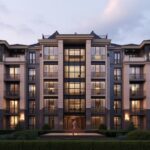 one crystal cresent apartment building, affluent neighborhood, Elevation View, F...