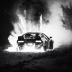 Burning cars with MJ4Sports car burning after accident on country road, black an...
