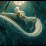 In the depths of the forest, a fierce and mysterious giant huge white snake appe...