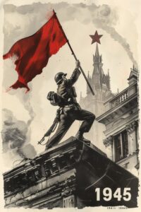 1941-1945. Всех с Днём Победы!soviet poster design, a soviet soldier holds ( ham...
