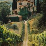 Real photograph from a luxurious weekend escape in 1990s Tuscany. Rich individua...