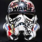stormtrooper mask made with wildstyle graffiti on a clean black background. The ...