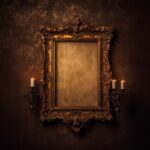 1-2) Photo of a ornate frame on the wall, warm light, professional interior desi...