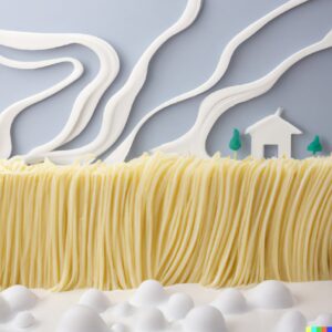 So tasty art  That was totally unexpectedLandscape with coast made of spaghettie...