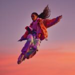 high fashion shoot model floating in the air nikecore photography hyper realisti...