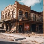 ghost las vegas town in wasteland after 100 years being abandoned, cinematic, ca...