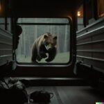 A second before... Made with Dalle 2A shot of aggressive bear that stay inside o...
