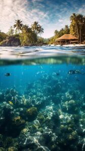 Under the deepwater in the fiji ocean, in the style of nature - inspired motifs,...