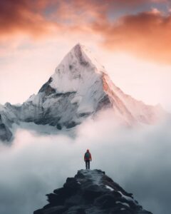 imagine u're Instagram travelerBeautiful photograph of snowy mountain, person s...