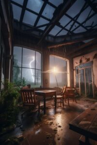 V5 Urbex PT.1Prompt1 - Epic thunderstorm with lightning, night shot over abandon...
