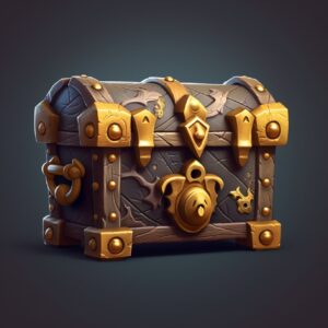 1-2Realistic, Treasure Chest, Game Icon Design, monster3-4opened Chest with coin...