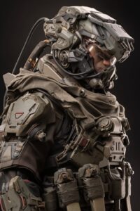 3d render cg render of a portrait of as a sci fi techno roman soldier as a Final...