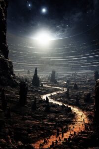 An asteroid belt, thousands of rocky bodies floating in space. Some are small an...
