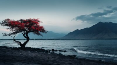 High contrast color photograph, Surreal Cinematic Minimalistic Shot of the Lahai...