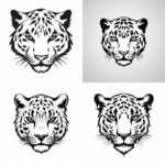 vector logo, snow leopard eyes, view is from the front, simple minimalistic, bla...