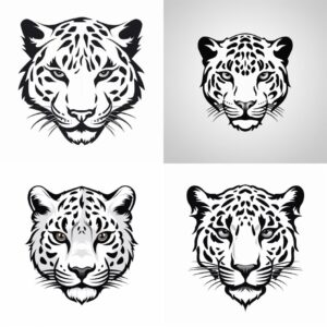 vector logo, snow leopard eyes, view is from the front, simple minimalistic, bla...