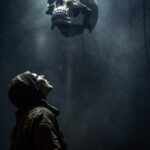 Skull and ghost in the dark sky, in the style of wiccan, evocative storytelling,...