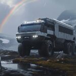 Грузовик для кемпинга в стиле Death Strandingcinematic 70mm, dof, low angle fron...