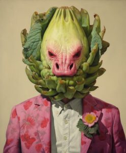 Dragon fruit head, upper body, realistic, illustration by Joshua Hoffine Norman ...