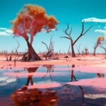 acid inverted colors melted desert landscape photograph, mediterranean vibrant c...