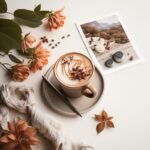 Easy shots for Instagram feed with MJ4 hot coffee with cream and cinnamon, beaut...