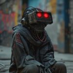 Добавил новый хэштег на тему антиутопии #dystopianA homeless cyborg wearing virt...