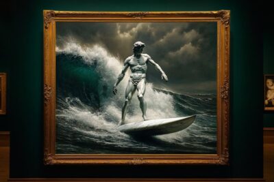 A photograph of Oil painting picture by Ivan Aivazovsky depicting full body mich...