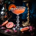 1) Delicious beautiful elegant Paloma served in an antique crystal glass, gorgeo...