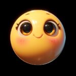 cute proud emoji 3D rendering, floating on black background, matte yellow, soft ...